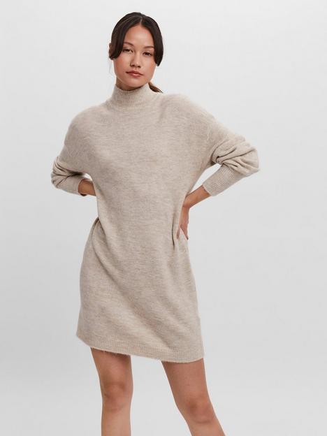 vero-moda-high-neck-knitted-dress-oatmeal
