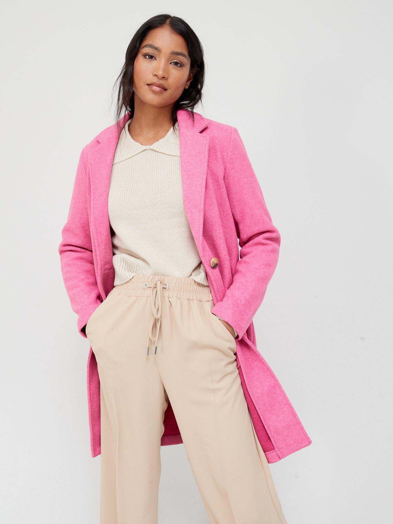 Coats & Jackets Single Breasted Colour Pop Coat - Pink