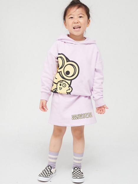 minions-girlsnbspminions-2-piece-teddy-hoodienbspamp-skirt-set-lilac