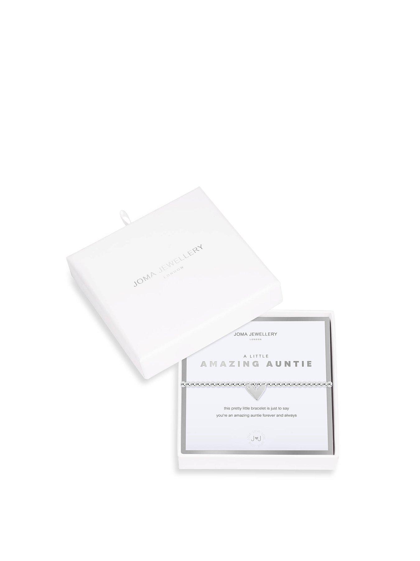 Product photograph of Joma Jewellery Beautifully Boxed A Littles Amazing Auntie Silver Bracelet 17 5cm Stretch from very.co.uk