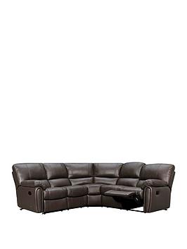 Product photograph of Leighton Leather High Back Recliner Corner Group - Brown from very.co.uk