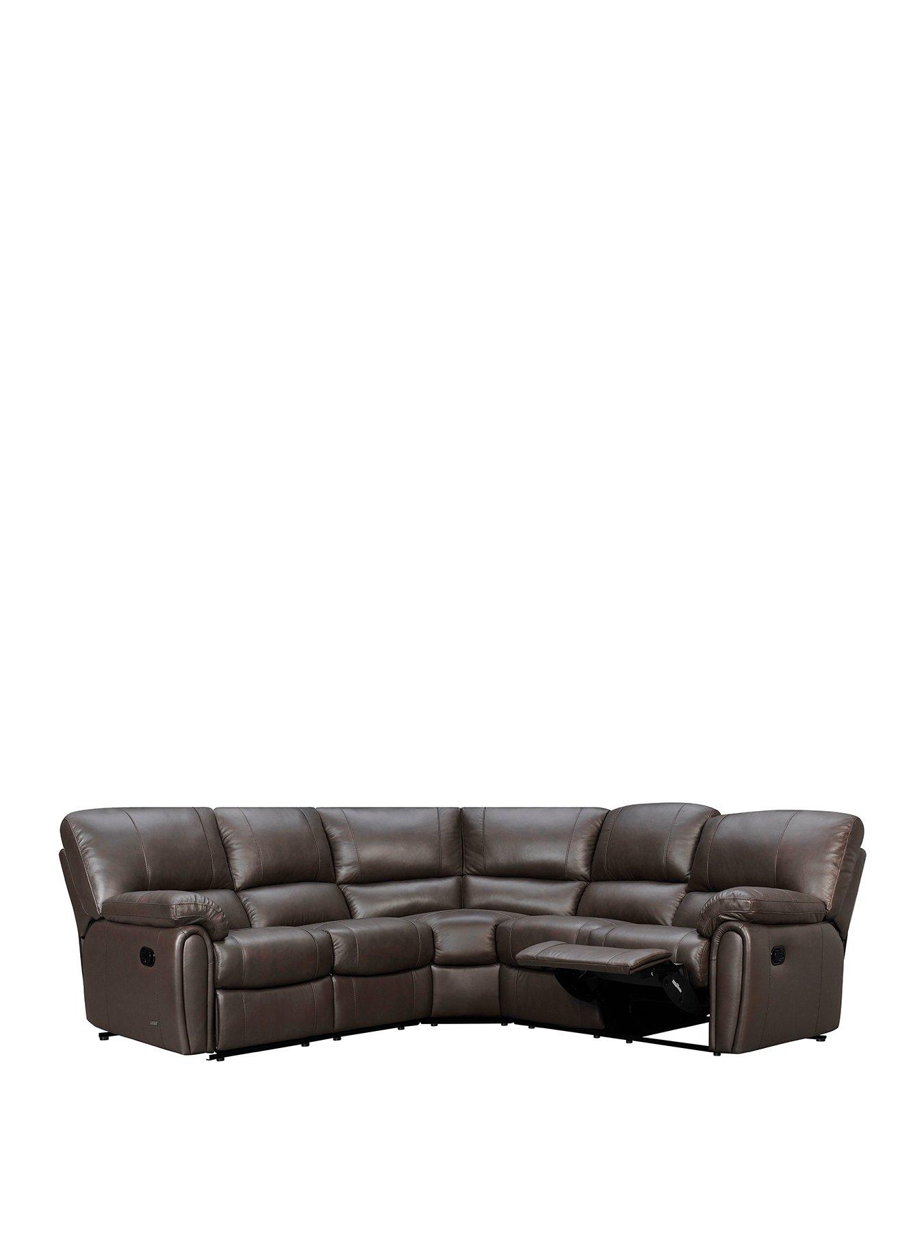 undefined Leighton Leather/Faux Leather High Back Recliner Corner Group - Brown