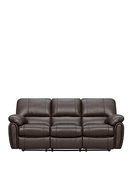 Product photograph of Leighton Leather High Back 3 Seater Recliner Sofa - Brown from very.co.uk