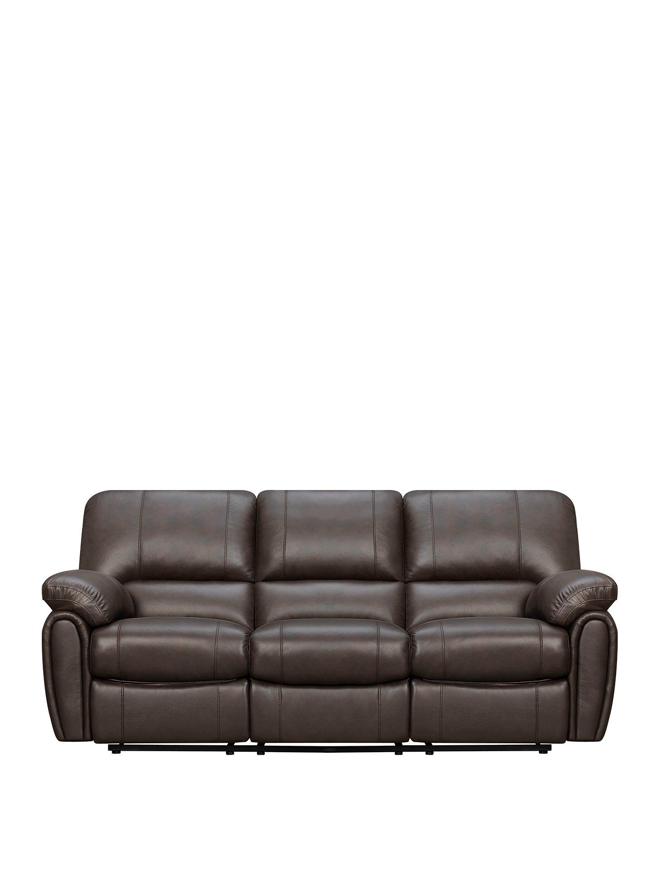 The Very Collection Leighton Leather/Faux Leather High Back 3 Seater Recliner Sofa - Brown - FSC® Certified