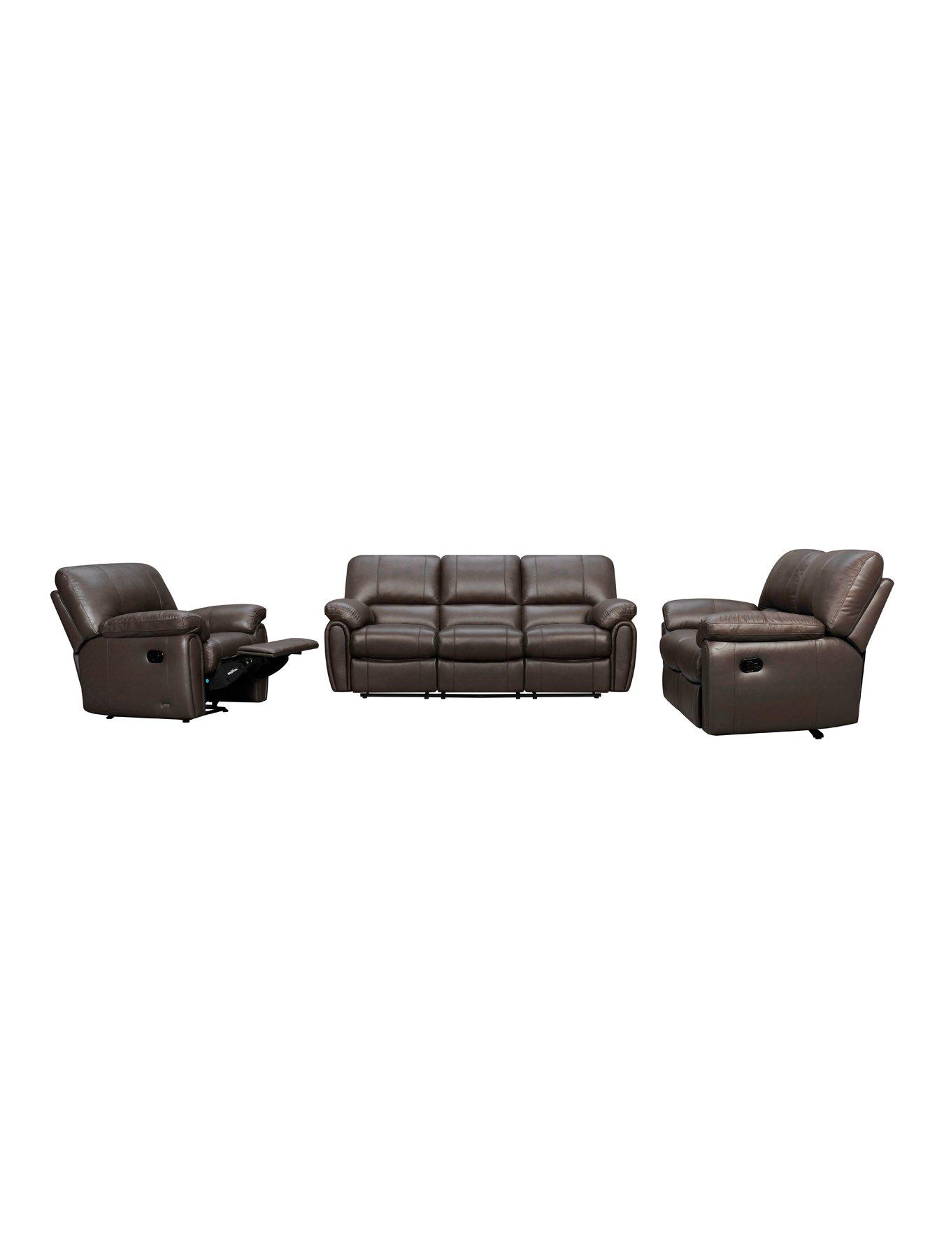 Image 2 of 6 of undefined Leighton&nbsp;Leather/Faux Leather High Back&nbsp;3 Seater&nbsp;Recliner Sofa - Brown&nbsp;- FSC&reg; Certified