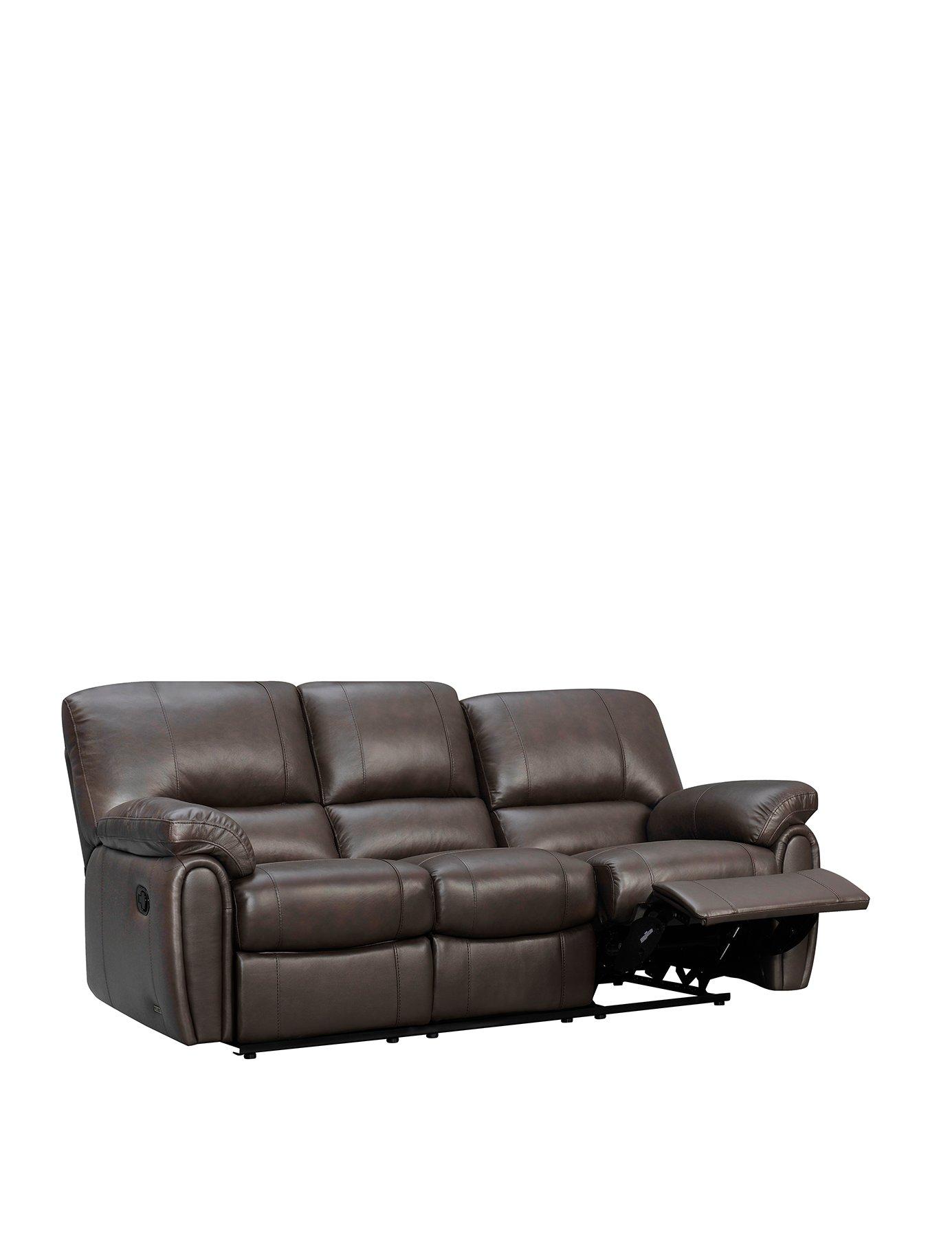 Image 3 of 6 of undefined Leighton&nbsp;Leather/Faux Leather High Back&nbsp;3 Seater&nbsp;Recliner Sofa - Brown&nbsp;- FSC&reg; Certified