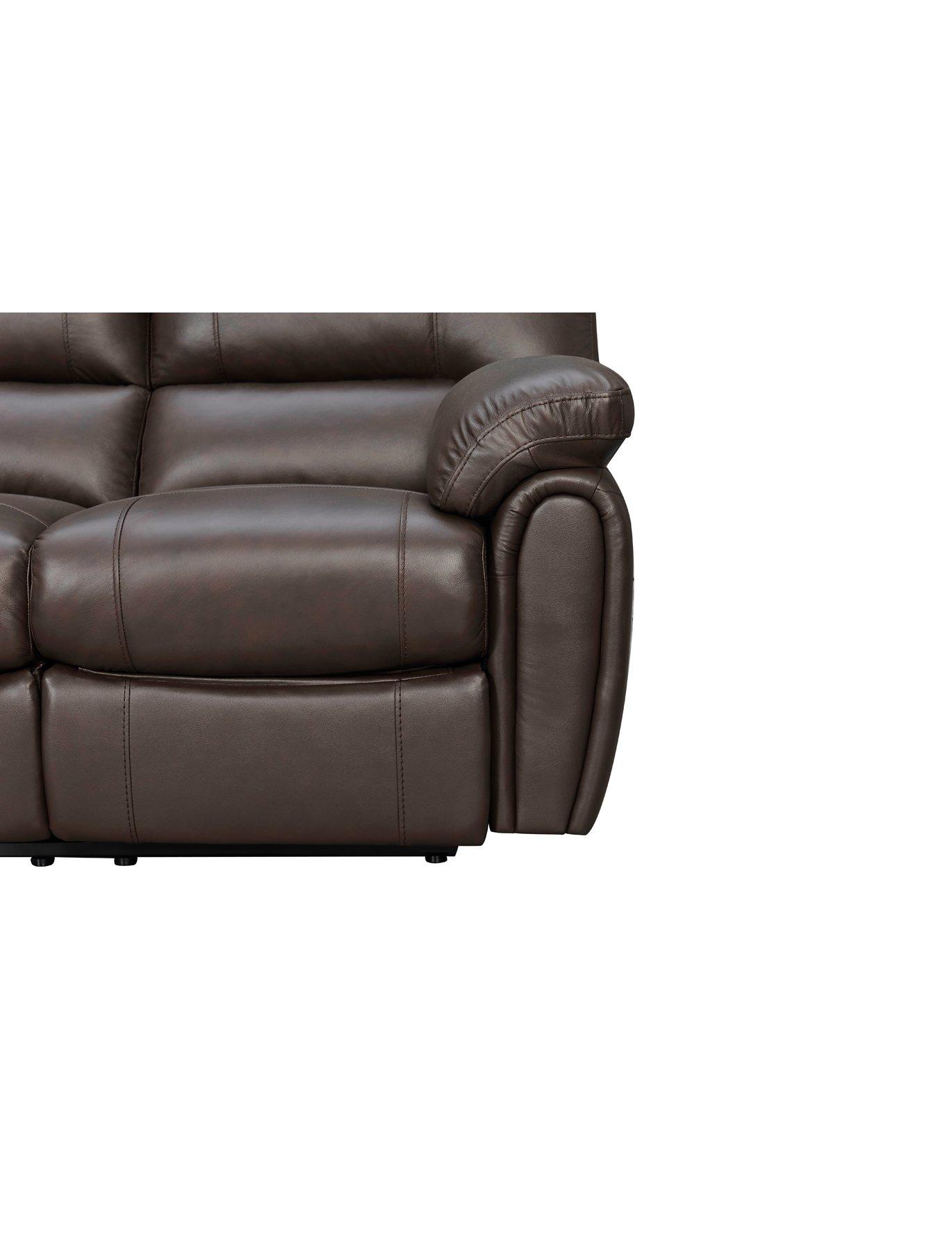 Image 4 of 6 of undefined Leighton&nbsp;Leather/Faux Leather High Back&nbsp;3 Seater&nbsp;Recliner Sofa - Brown&nbsp;- FSC&reg; Certified