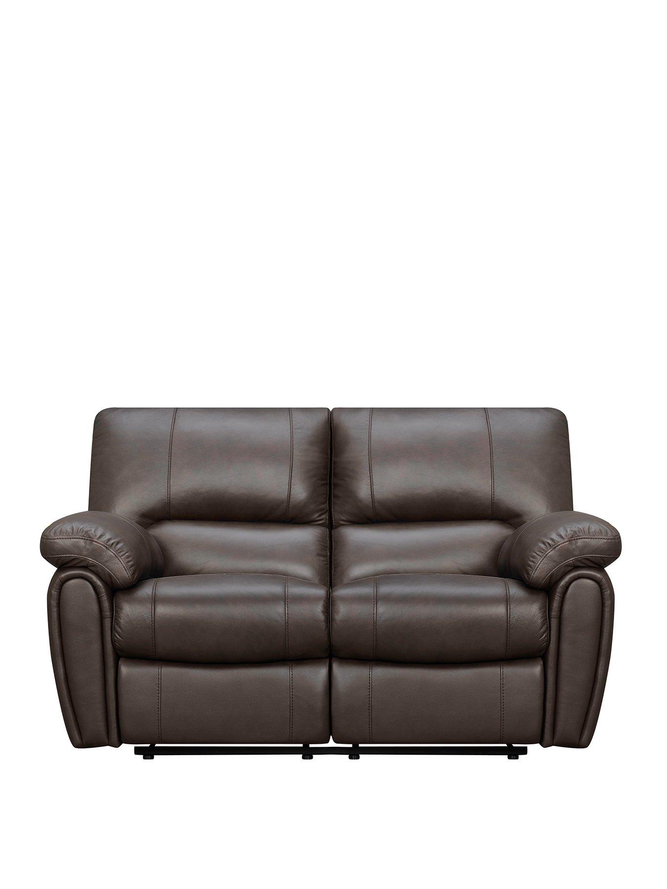 undefined Leighton Leather/Faux Leather 2 Seater High Back Recliner Sofa - Brown - FSC® Certified
