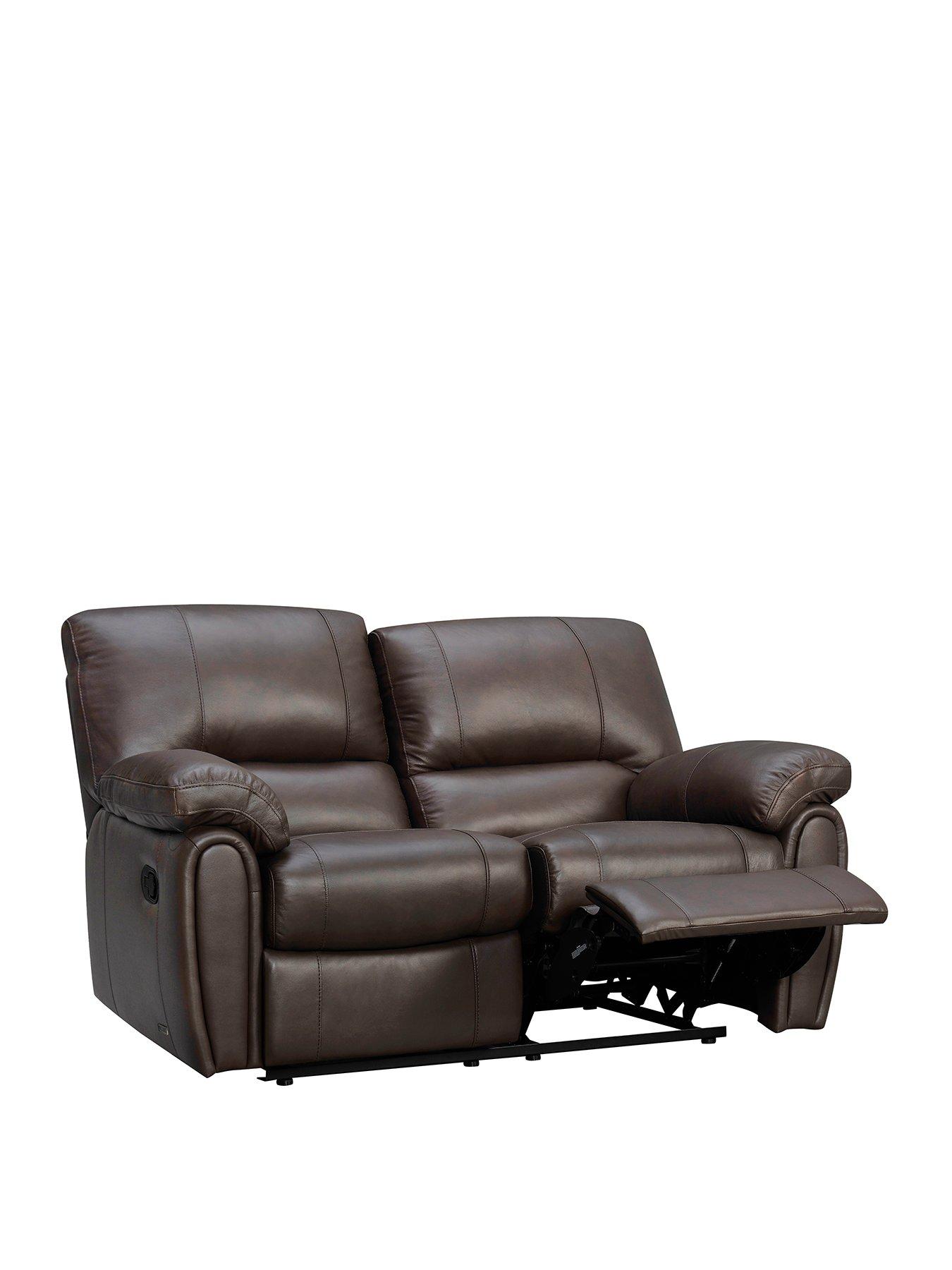 Image 3 of 6 of Leighton&nbsp;Leather/Faux Leather 2 Seater High Back Recliner Sofa - Brown -&nbsp;FSC&reg; Certified