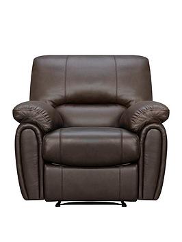 Product photograph of Leighton Real Leather Recliner Armchair - Brown from very.co.uk