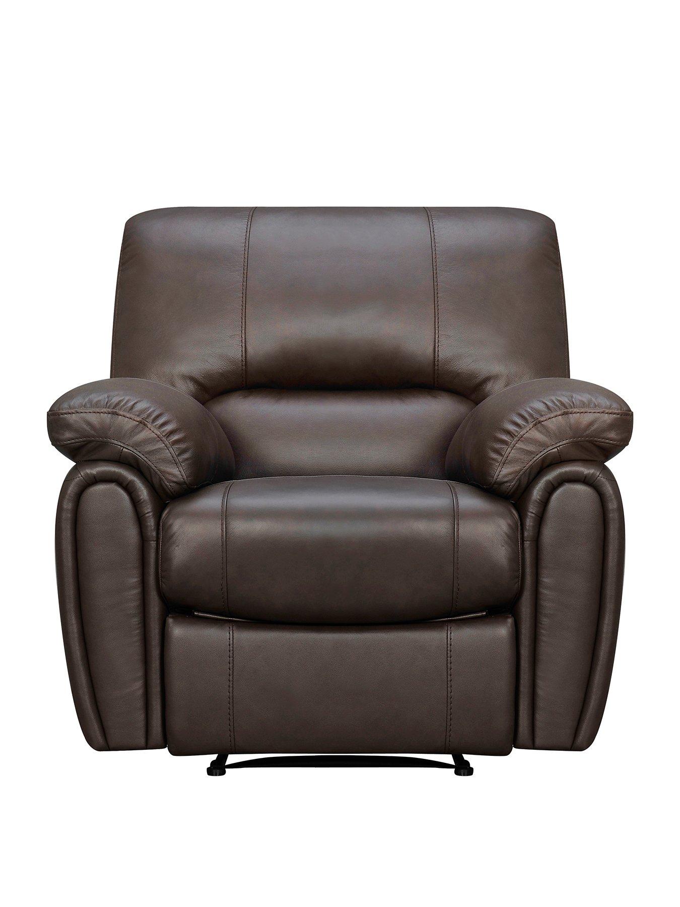 undefined Leighton Real Leather/Faux Leather High Back Recliner Armchair - Brown - FSC® Certified