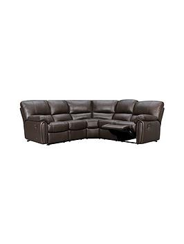 Leighton Leather/Faux Leather Power Recliner Corner Group Sofa - Brown