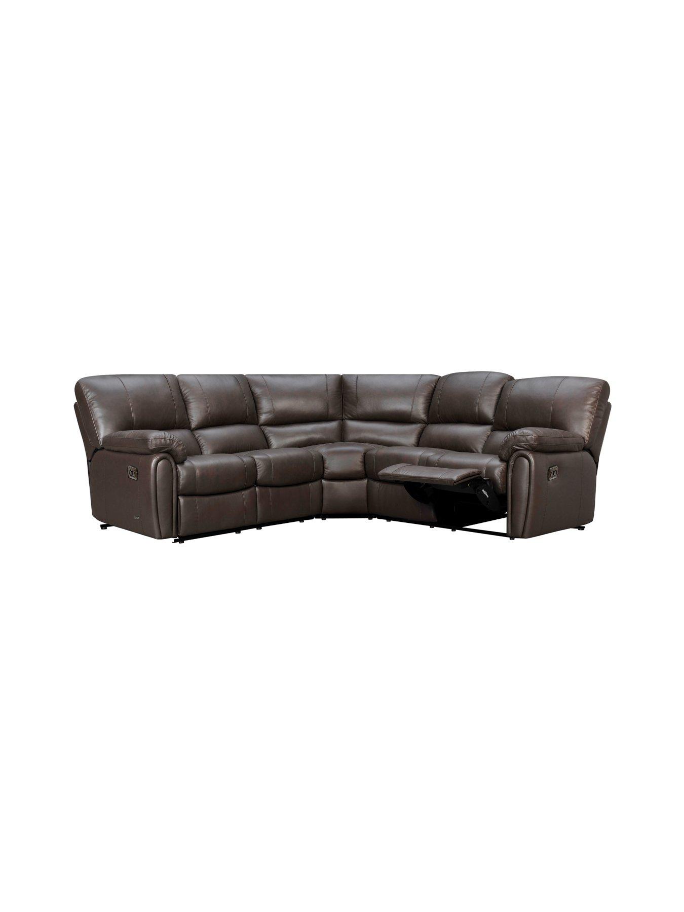 Very Home Leighton Leather/Faux Leather Power High Back Recliner Corner Group Sofa - Brown - FSC® Certified