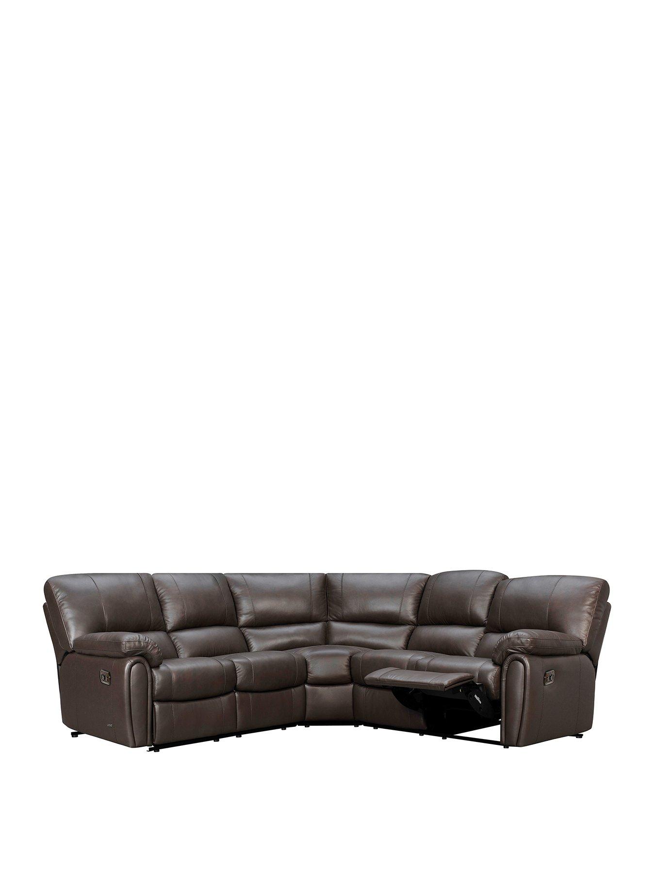 Very Home Leighton Leather/Faux Leather Power High Back Recliner Corner Group Sofa - Brown - FSC® Certified