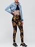  image of versace-jeans-couture-baroque-print-logo-band-leggings-black