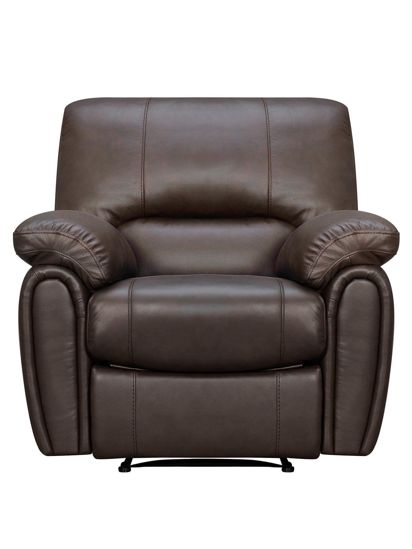 Very Home Leighton Leather/Faux Leather Power High Back Recliner Armchair - Brown - FSC® Certified