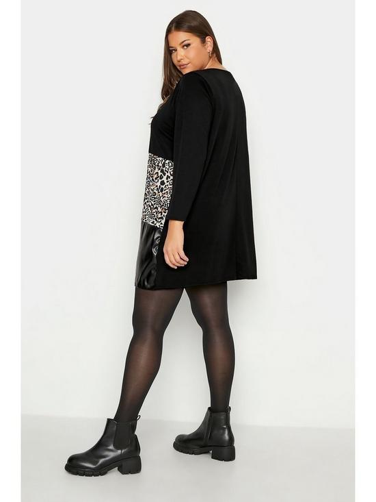 stillFront image of yours-limited-collection-leopard-block-long-sleeve-dress