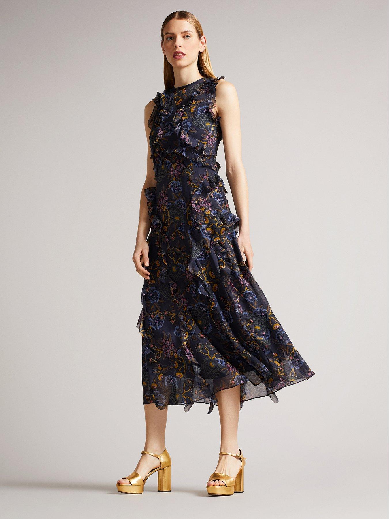 ted baker navy blue floral dress