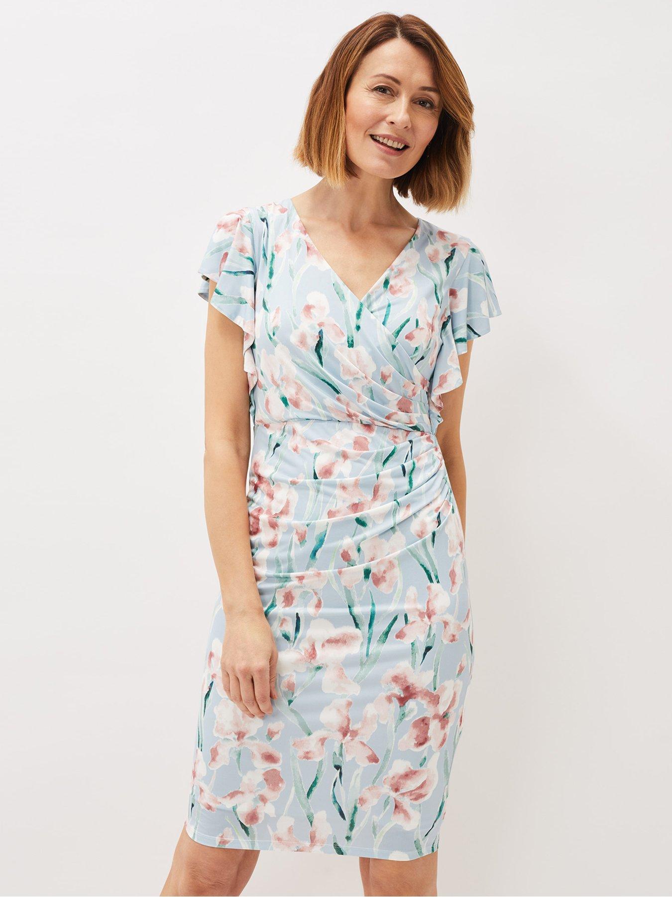  PHASE EIGHT JESSIE WATERCOLOUR FLORAL SLINKY JERSEY DRESS