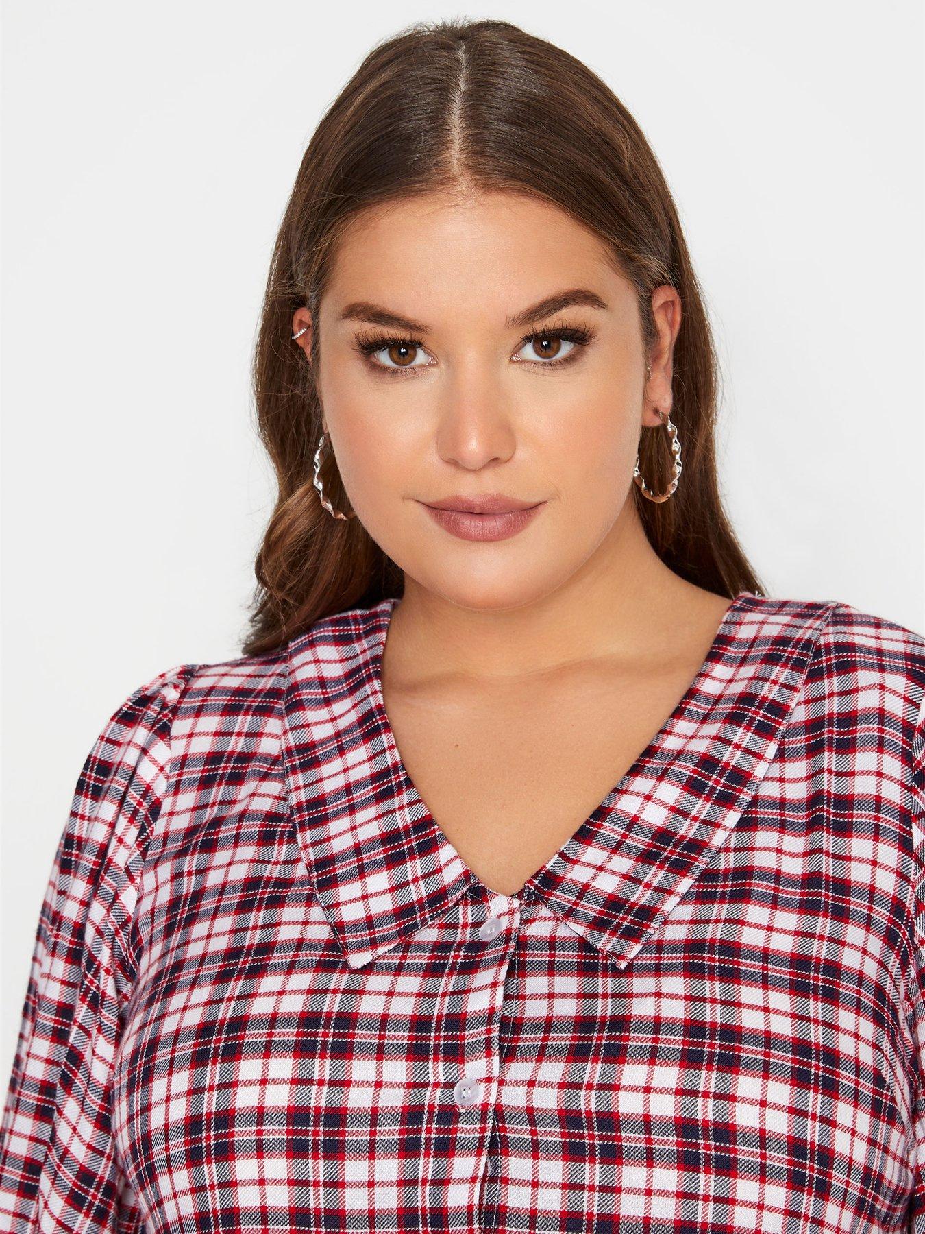 Women Limited Collection Tierred Collar Check Tunic White Tartan