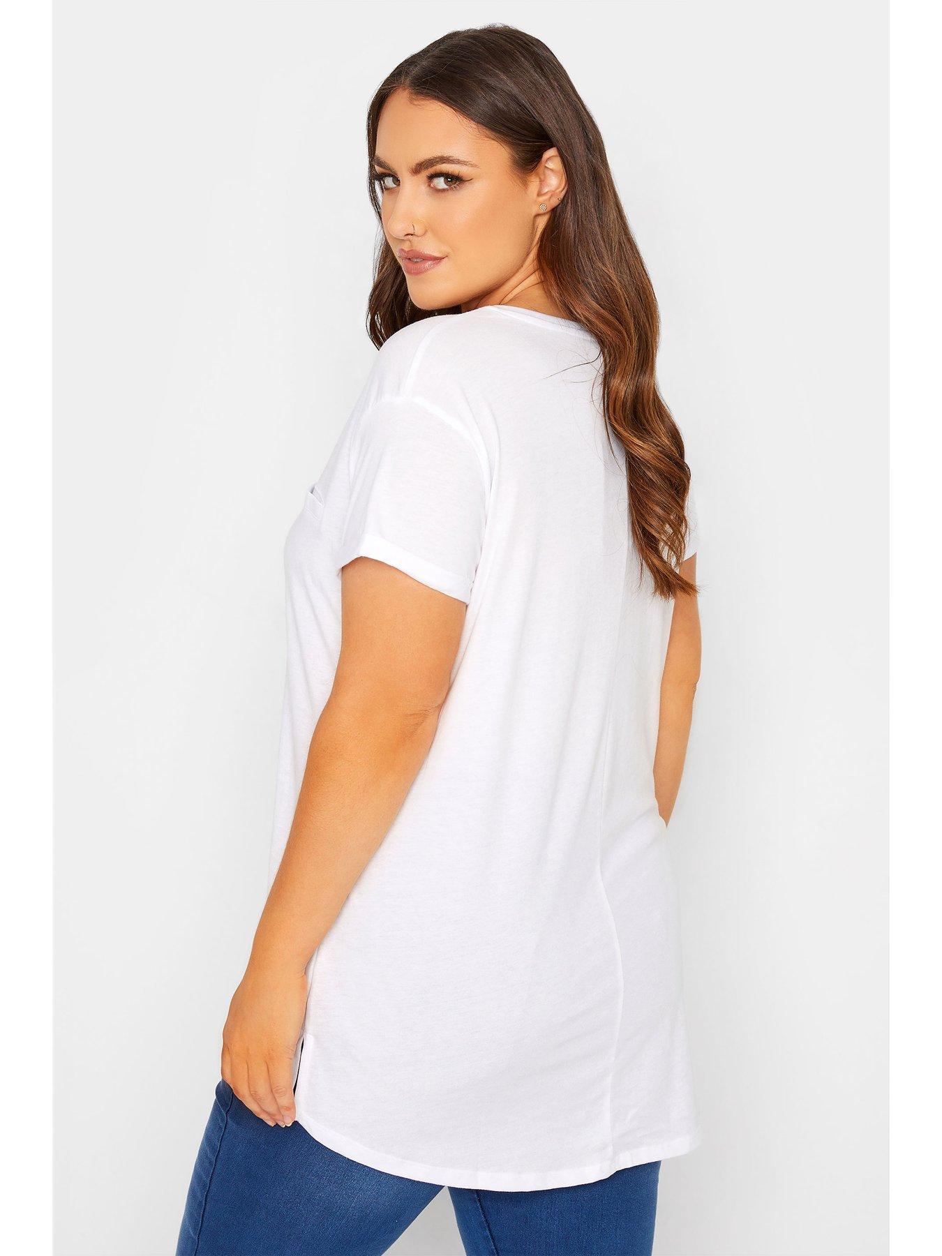Yours Cotton Blend Pocket Tee. White | Very