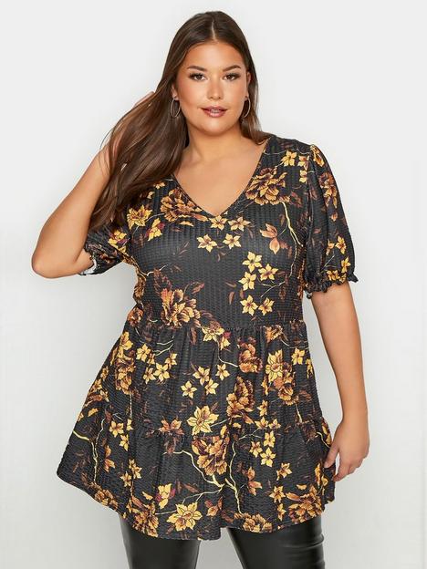 yours-limited-collection-puff-sleeve-mustard-floral-tier-tunic
