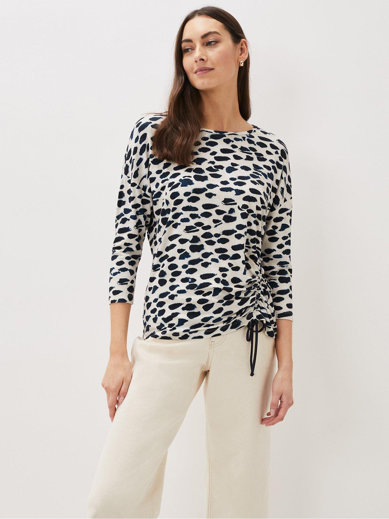  INKY SPOT PRINT RUCHED TOP