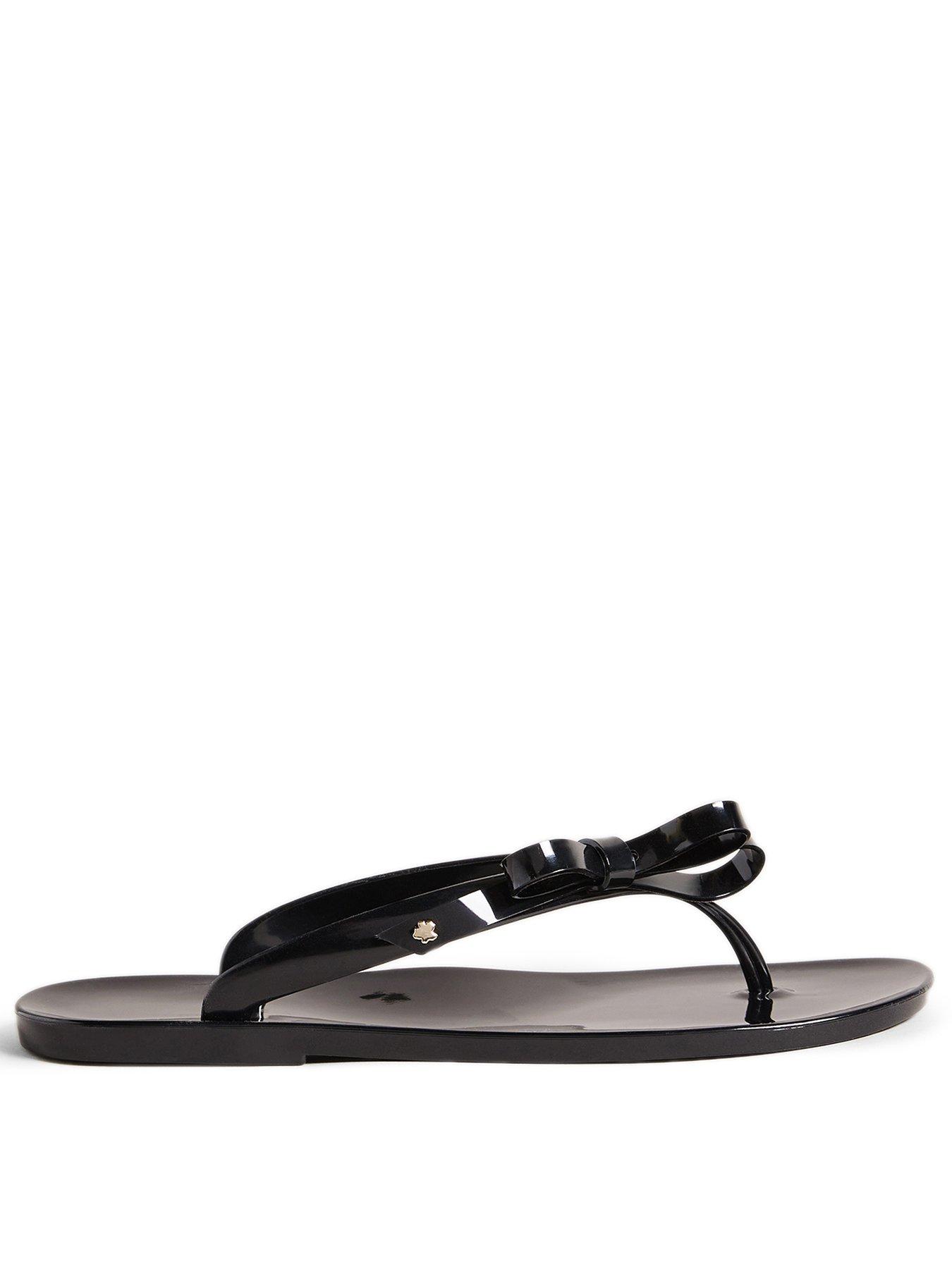 Ted Baker Womens Jelly Bow Flip Flops Sandals Black White Size 5