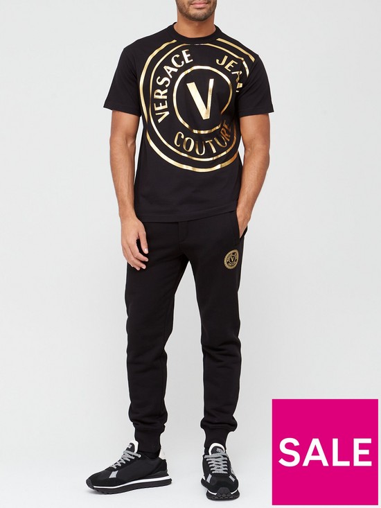 stillFront image of versace-jeans-couture-emblem-foil-logo-t-shirt--nbspblack