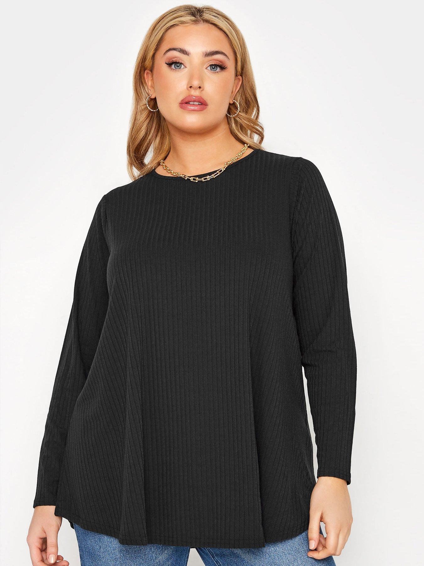 Women Limited Collection Long Sleeve Rib Swing Tee Black