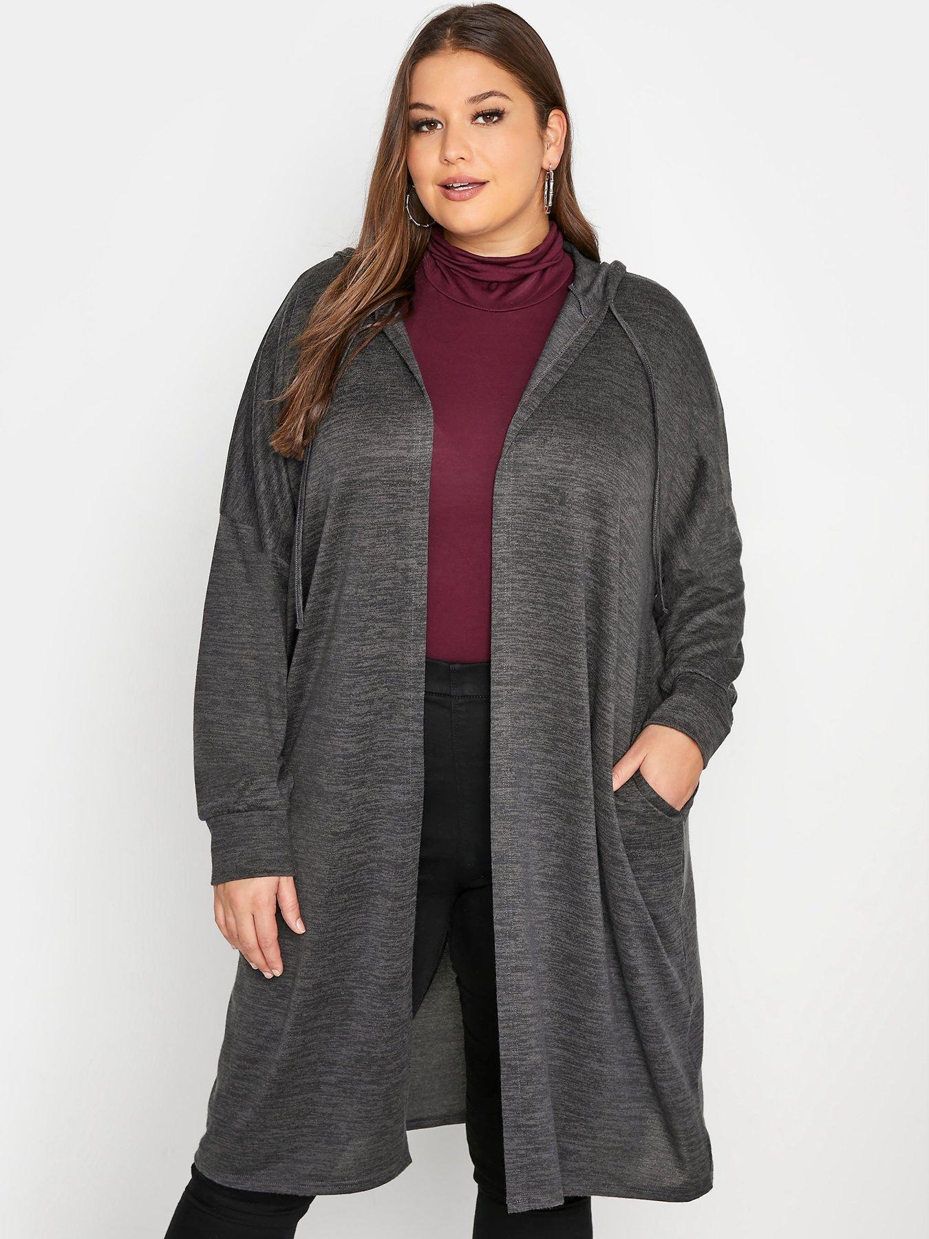 Women Yours Hooded Knitted Cardigan - Slate Grey
