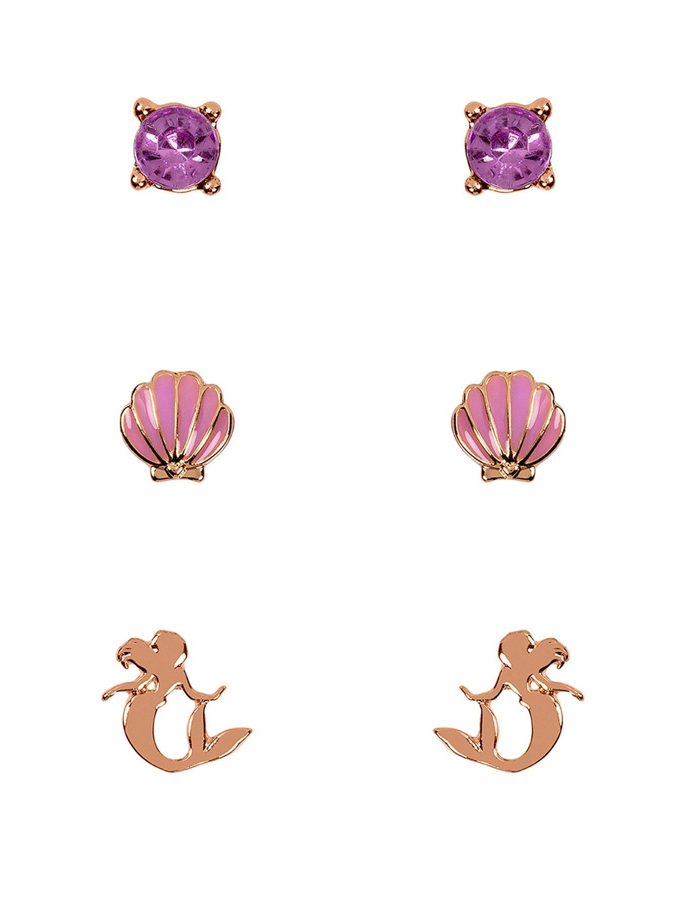 Product photograph of Disney Princess Jewellery Earrings - The Little Mermaid Set Of 3 from very.co.uk
