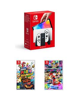 Nintendo Switch Oled Switch Oled White Console With Super Mario 3D World + BowserS Fury Plus Mario Kart 8