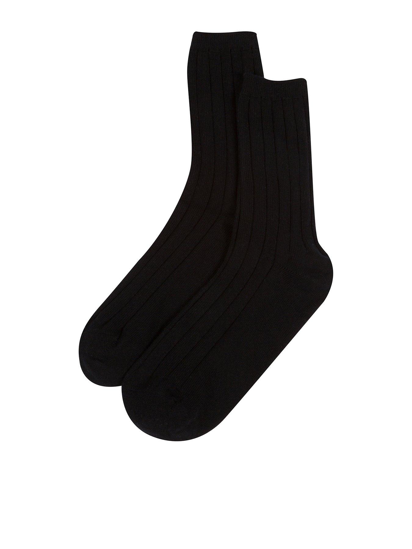 Accessories Cartmel 10% Cashmere & 90% Merino Wool Ribbed Socks - Black