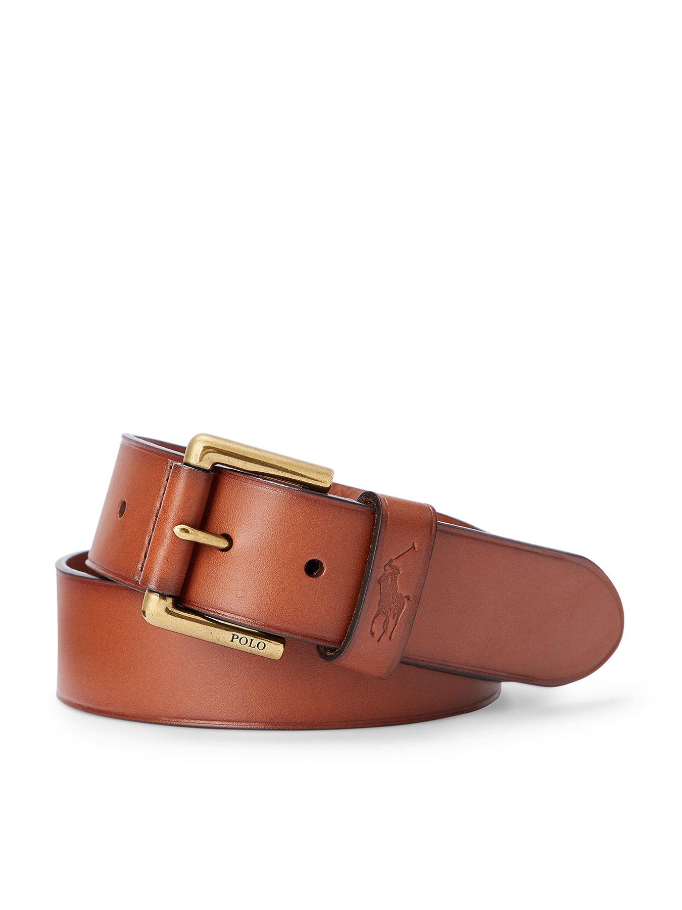 Polo Ralph Lauren Leather Belt With Polo Player Keeper 