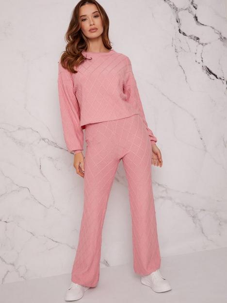 chi-chi-london-diamond-stitch-loungewear-set-pink