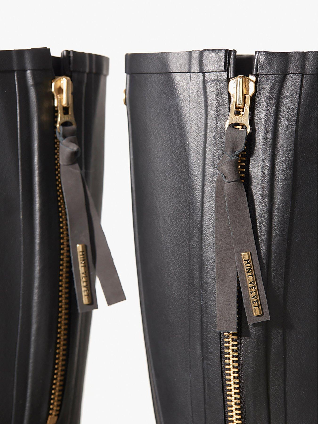 Image 4 of 4 of Mint Velvet April Zip Detail Wellies - Black&nbsp;