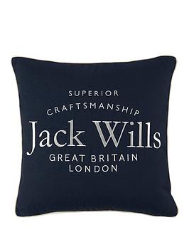 Product photograph of Jack Wills Embroidered Logo Cushion from very.co.uk