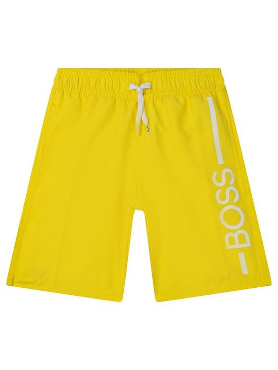 front image of boss-boys-logo-swim-shorts-yellow