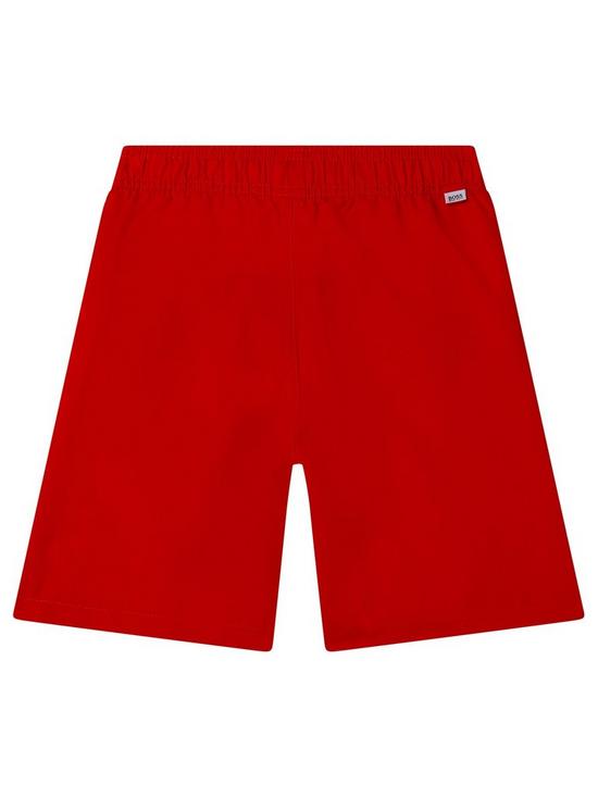 back image of boss-boys-logo-swim-shorts-bright-red
