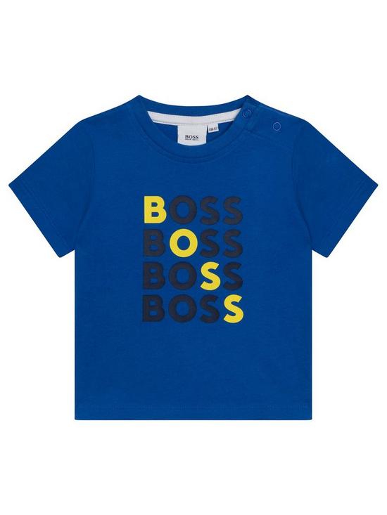 front image of boss-baby-boys-logo-t-shirt-electric-blue