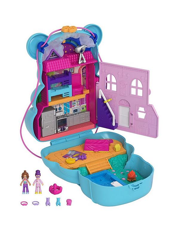 Image 1 of 7 of Polly Pocket Teddy Bear Wearable Purse with Micro Dolls and Accessories