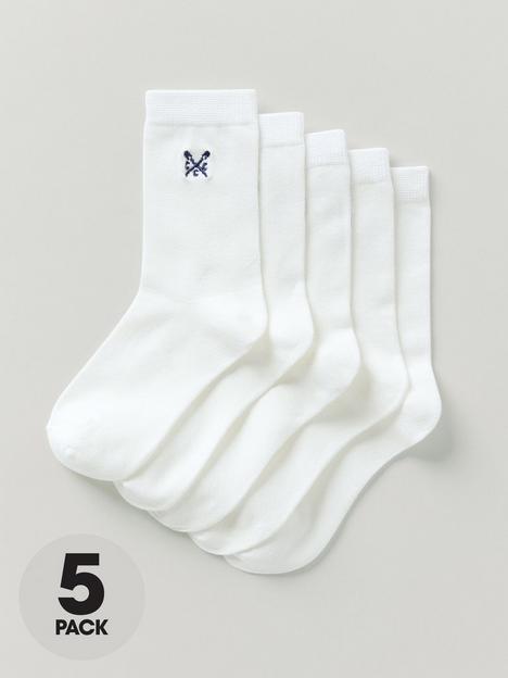 crew-clothing-boys-5-pack-embroidered-socks-white