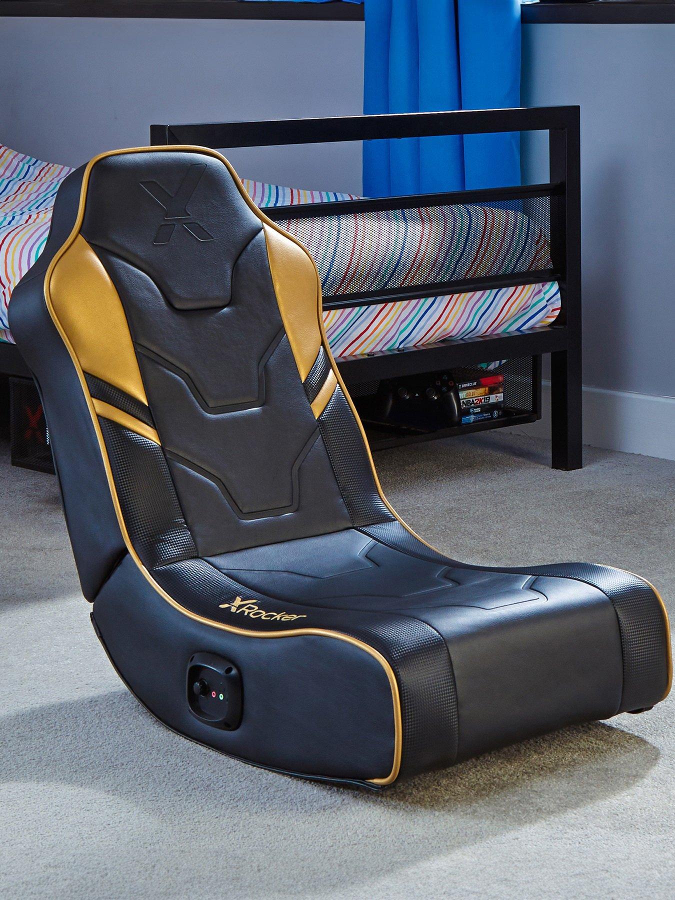 Product photograph of X Rocker Shadow 2 0 Gold Limited Edition Stereo Audio Gaming Floor Rocker from very.co.uk