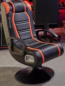 Product photograph of X Rocker Veleno 2 1 Orange Stereo Audio Junior Gaming Chair With Subwoofer from very.co.uk