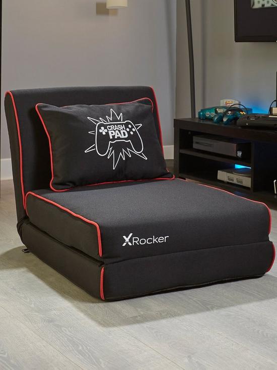 front image of x-rocker-crash-pad-junior-convertible-gaming-chairbed