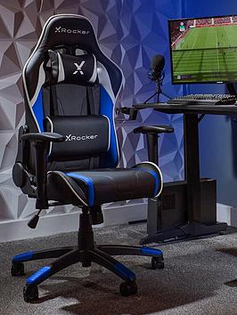 Product photograph of X Rocker Agility Black Blue Junior Pc Office Gaming Chair from very.co.uk