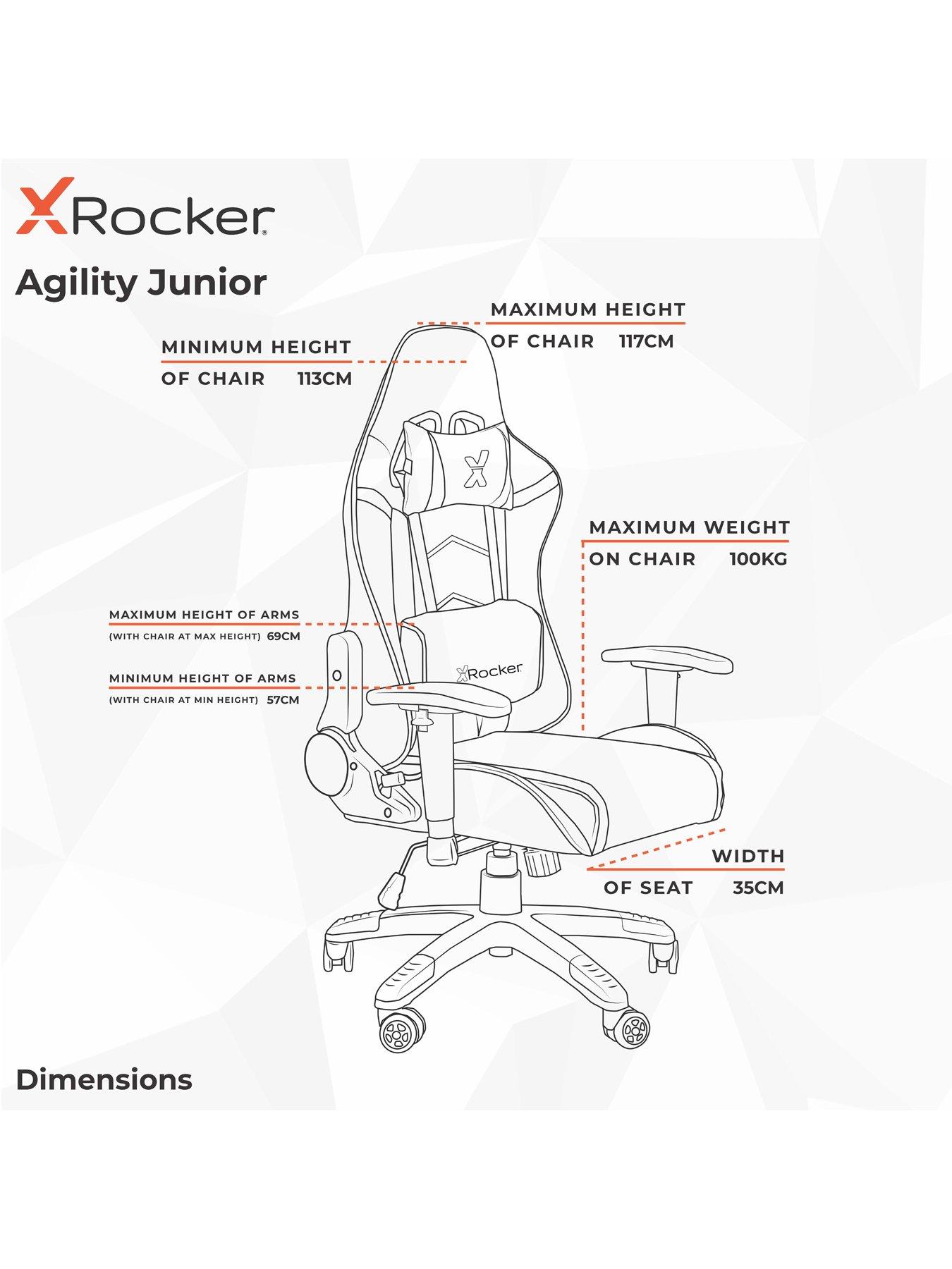 Image 6 of 6 of X Rocker Agility Black/Blue Junior PC Office Gaming Chair