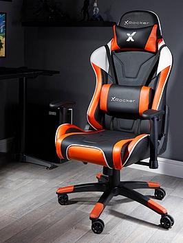 Product photograph of X Rocker Agility Orange Black Sport Esport Pc Office Gaming Chair from very.co.uk