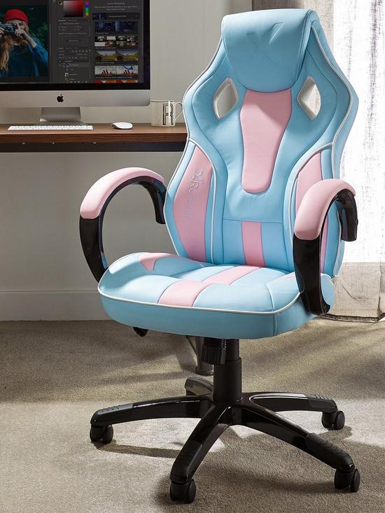 front image of x-rocker-maverick-pink-pc-office-gaming-chair